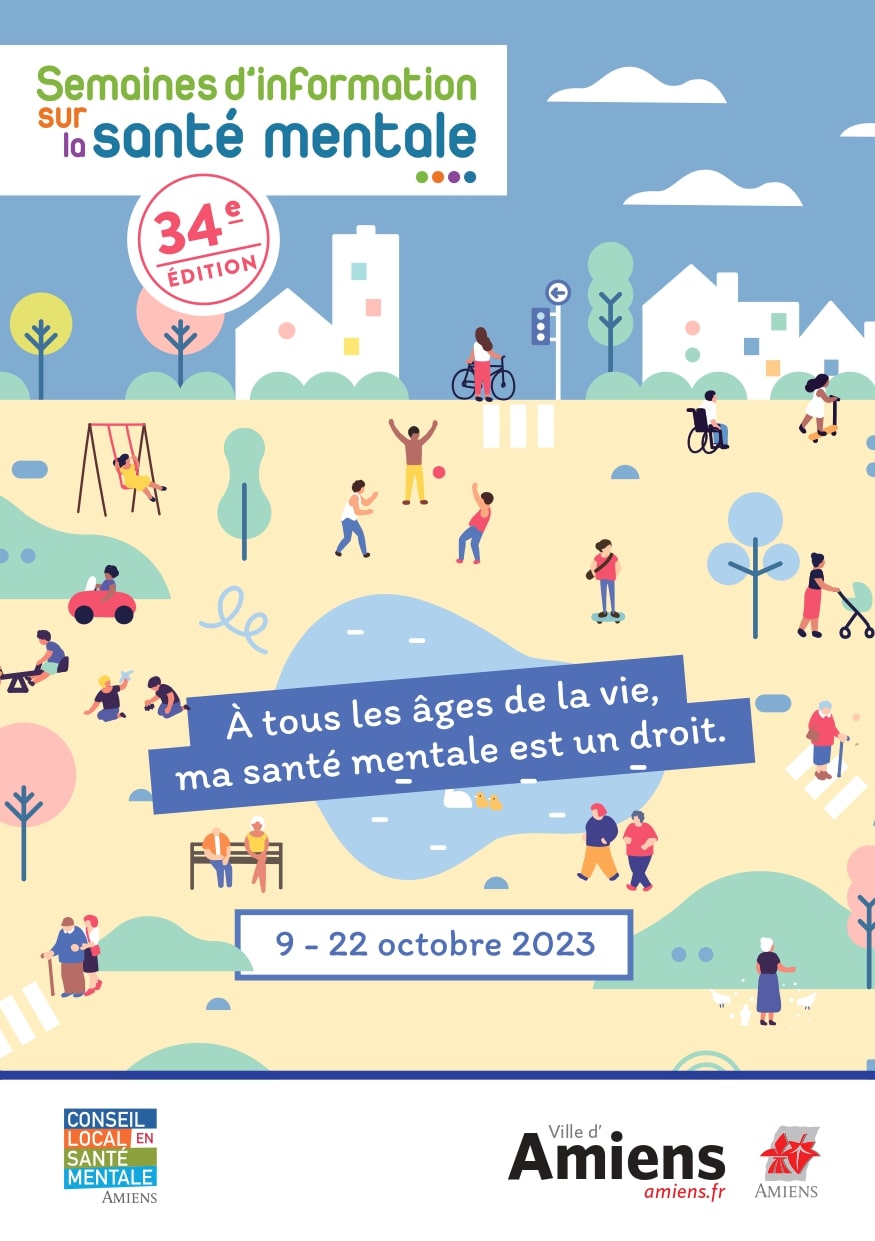 Affiche des semaines d'information sur la santé mentale à Amiens en 2023